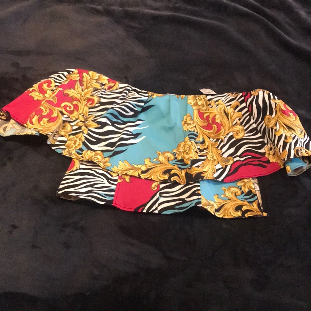 NewYork&Co Multi Design Off Shoulder Side Zip Shirt Size Large.
